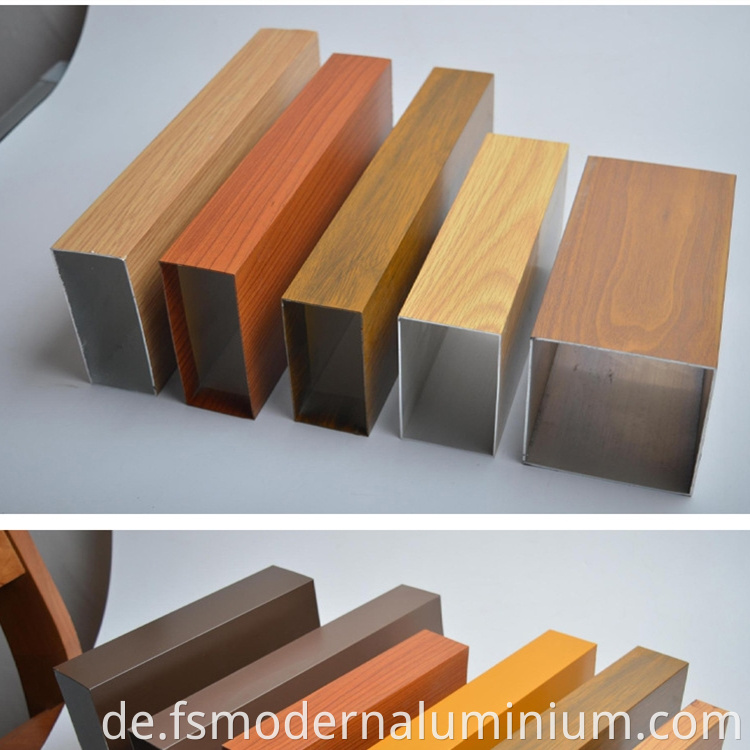 6063 T5 Powder Coating Wood Grain Aluminium Square Tube Profile For Furniture Decoration4